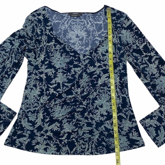 MAXIME Navy Blue Floral Long Sleeve Top Size Large - Picture 8 of 13